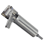Manual pop rivet gun with a long metal handle and rivet head, photographed at an angle.