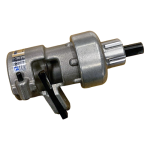 Cylindrical cam lock mechanism with mounting arm and black actuator, metallic finish.